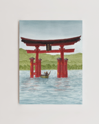 Floating Torii Gate of Itsukushima Shrine Watercolor Print